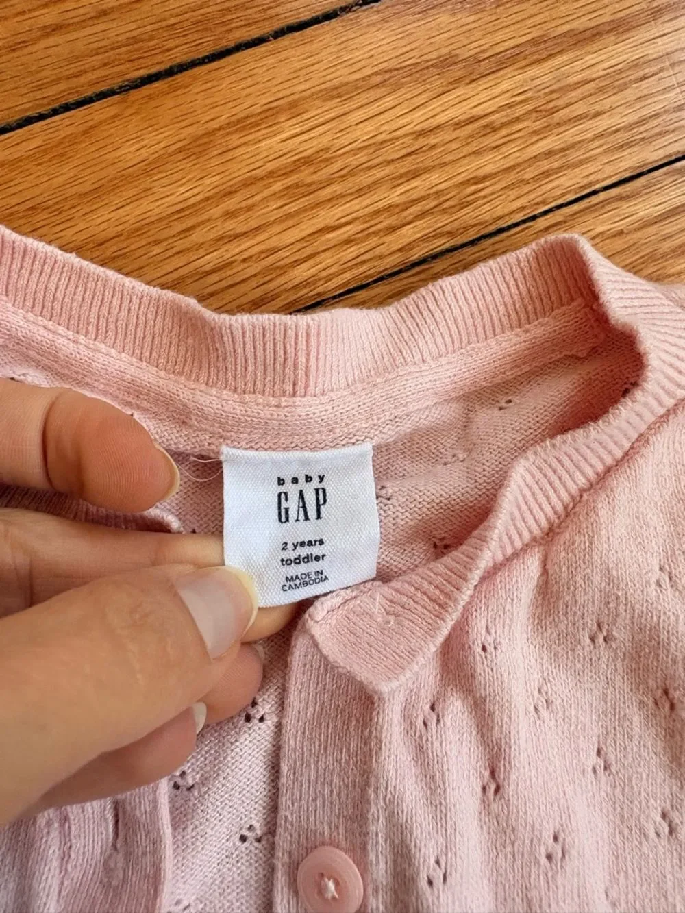 GAP Baby Pink Eyelet Knit Cardigan Size 2